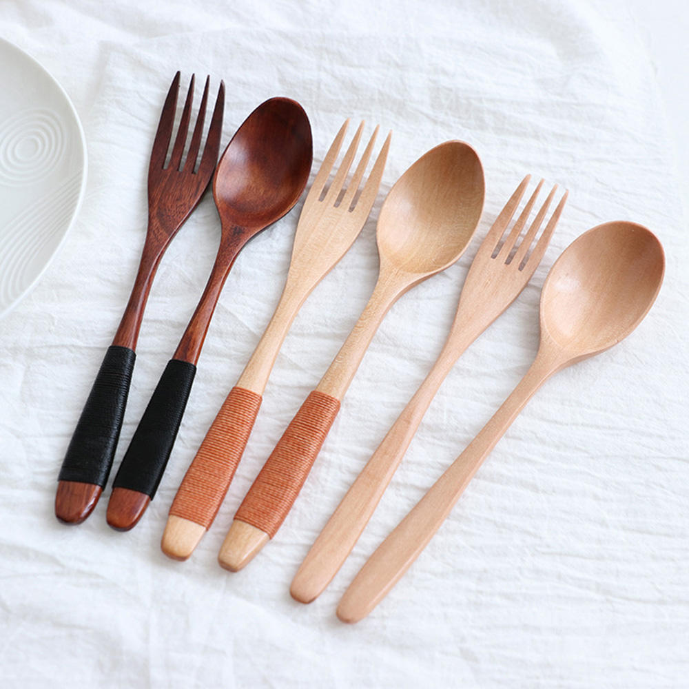 Home Cooking Delivery - Natuurlijke Houten Lepel & Vork Diner