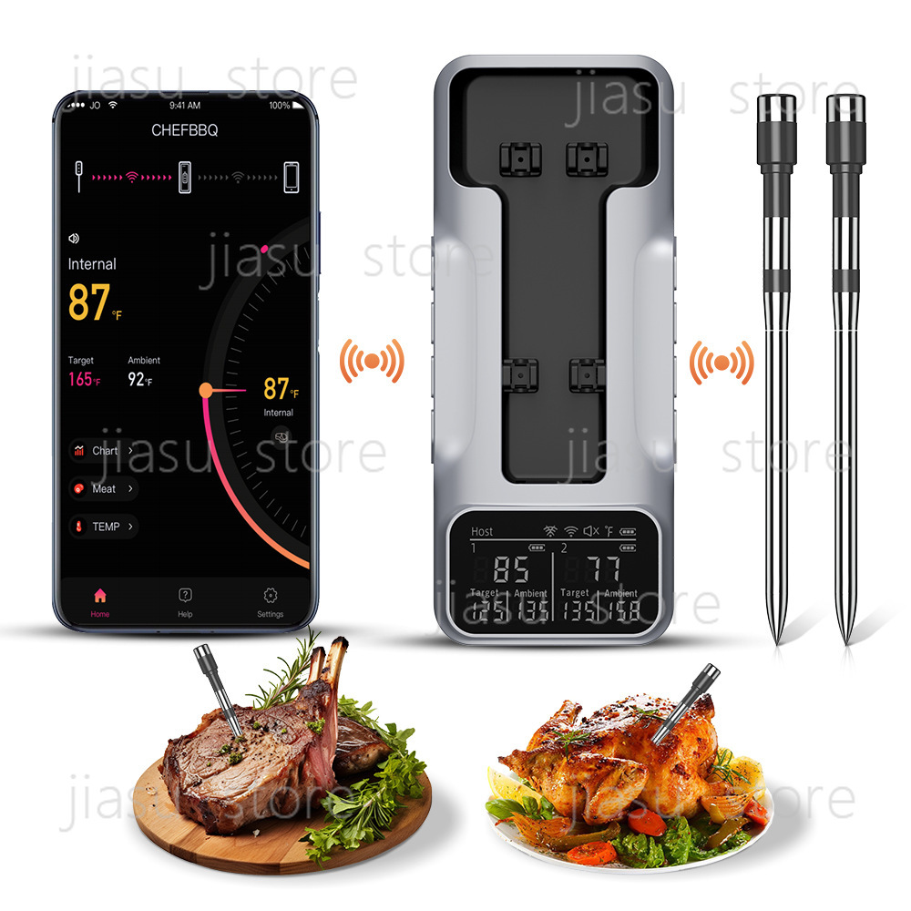 Home Cooking App - 2026 Geüpgradede Bluetooth BBQ-thermometer, draadloze voedsel-/vleesthermometer