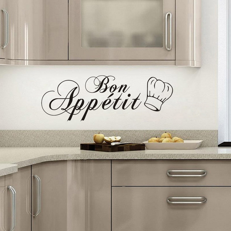 Home Cooking App - Elegante Bon Appétit muursticker, chef-kok hoed