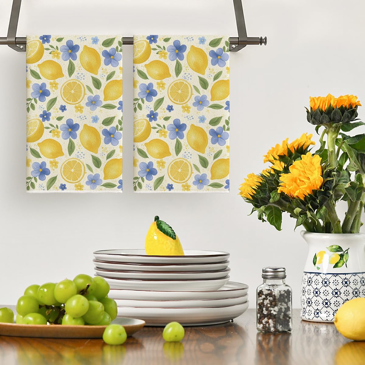 2 stuks, blauwe bloemen-citroe - Home Cooking Is The Best recensie en prijs