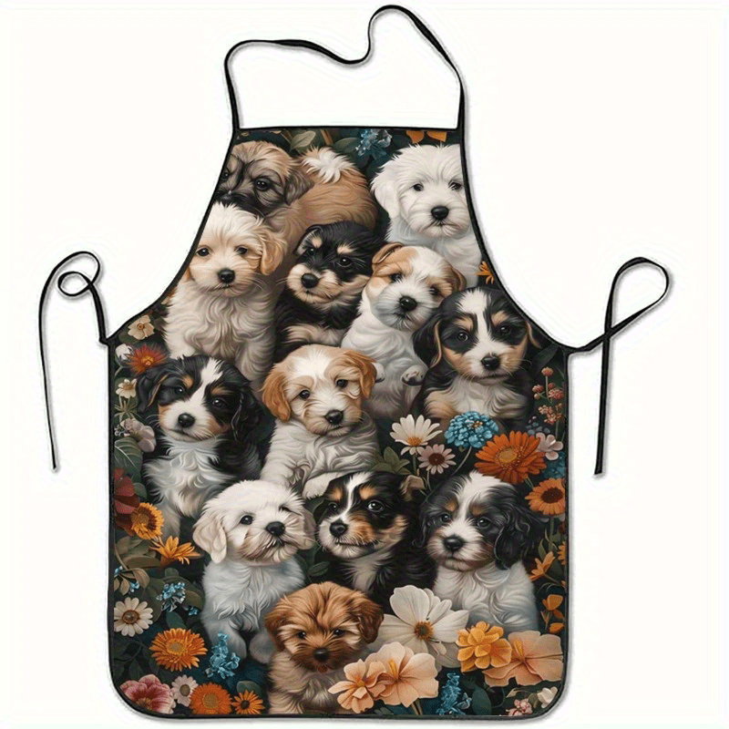 Schort met honden- en bloement - Home Cooking For Dogs recensie en prijs
