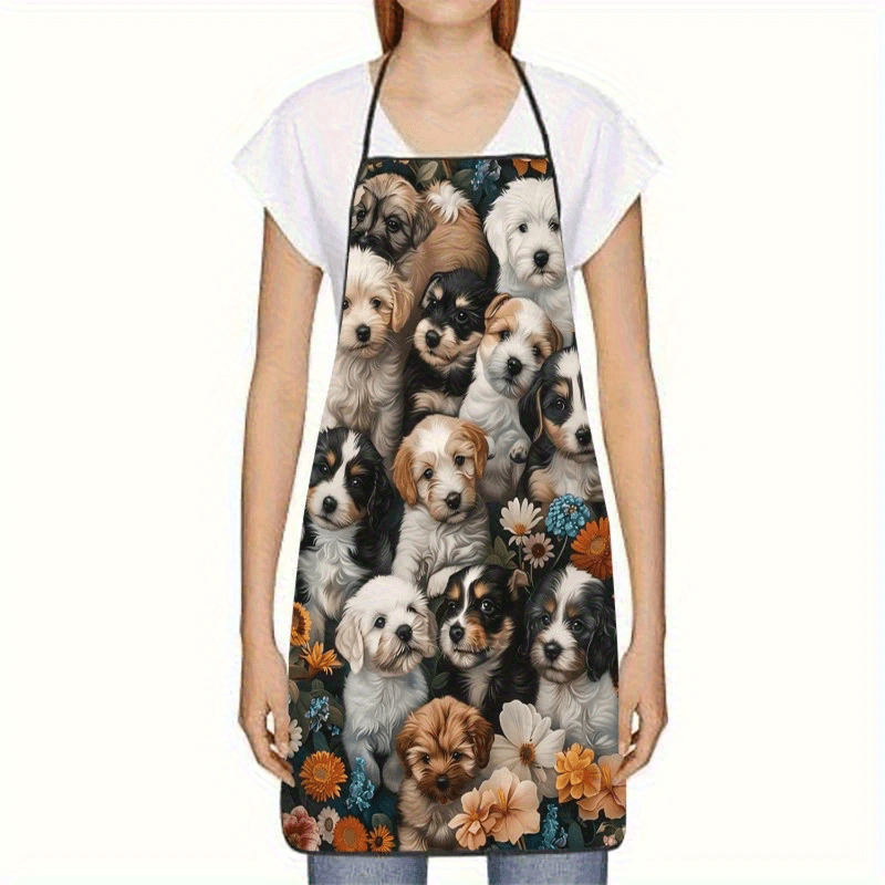 Schort met honden- en bloement - Home Cooking For Dogs recensie en prijs