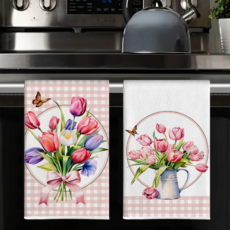 2 stuks, roze geruite tulpenke - Home Cooking Is The Best recensie en prijs