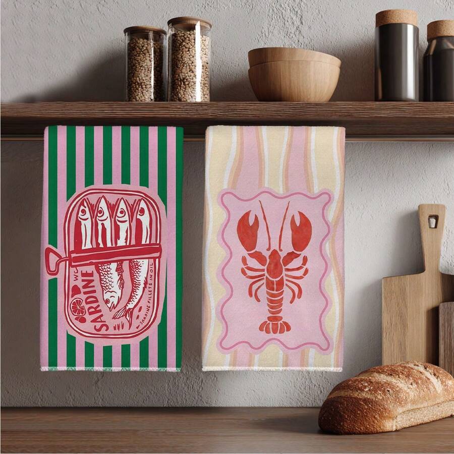 2 stuks, roze en groen gestree - Home Cooking Is The Best recensie en prijs