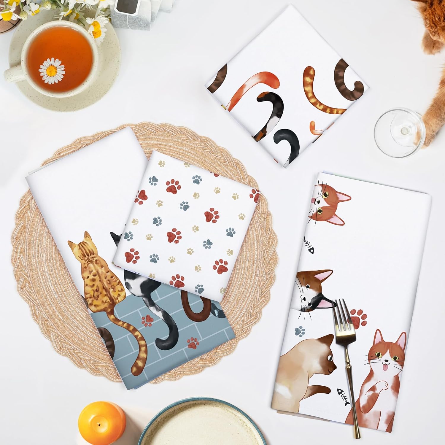 4 stuks, keukenhanddoeken met  - Home Cooking Is The Best recensie en prijs